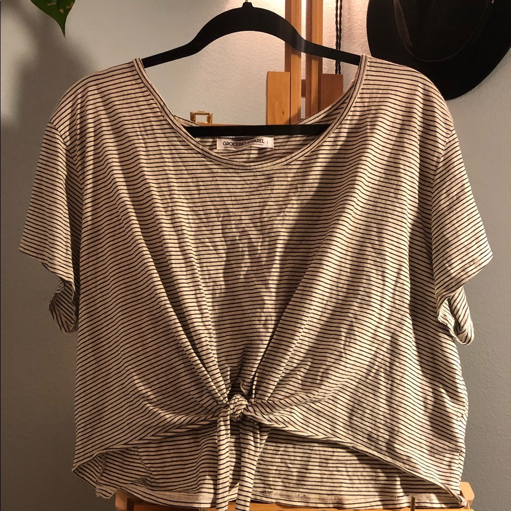 Groceries Apparel striped tie crop top